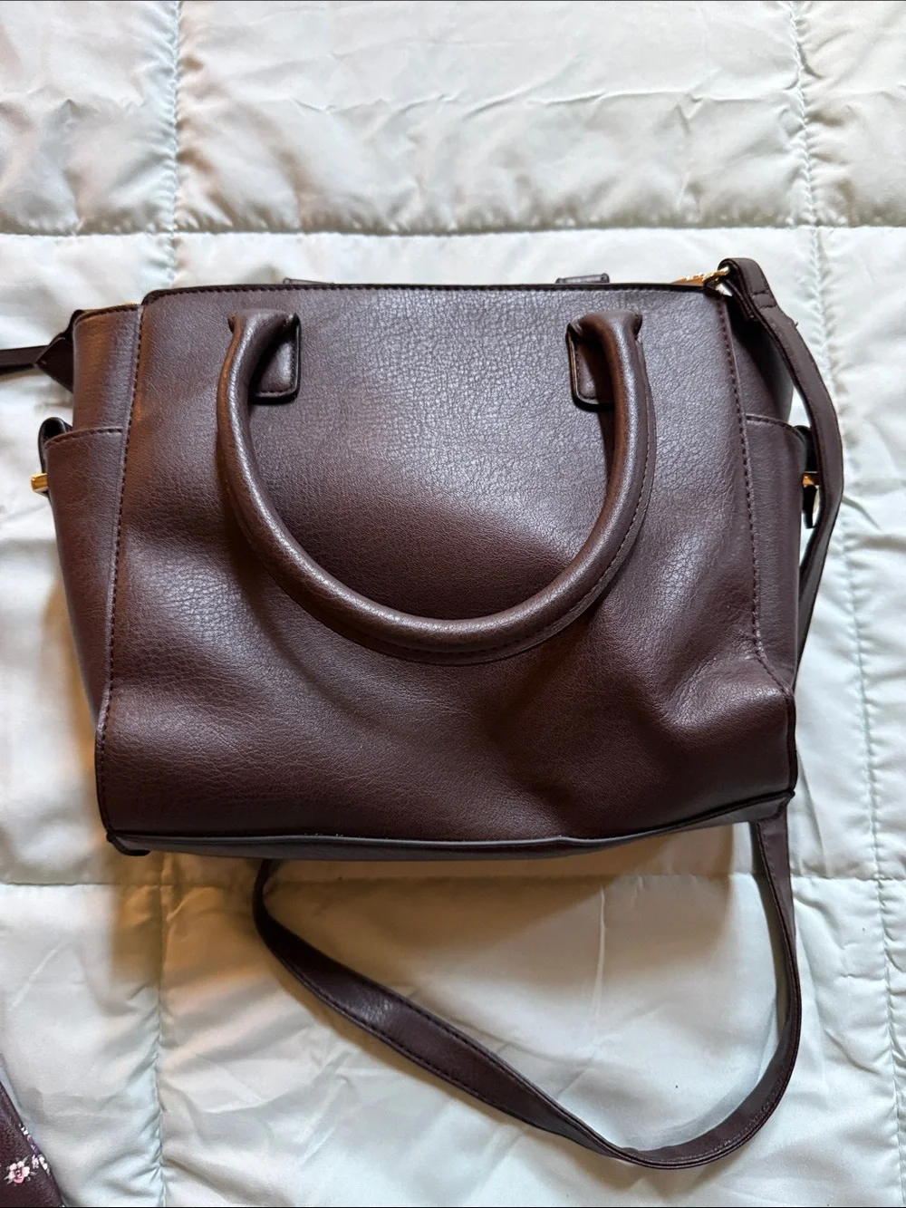 Big Buddha Brown Satchel with Gold Hardware
